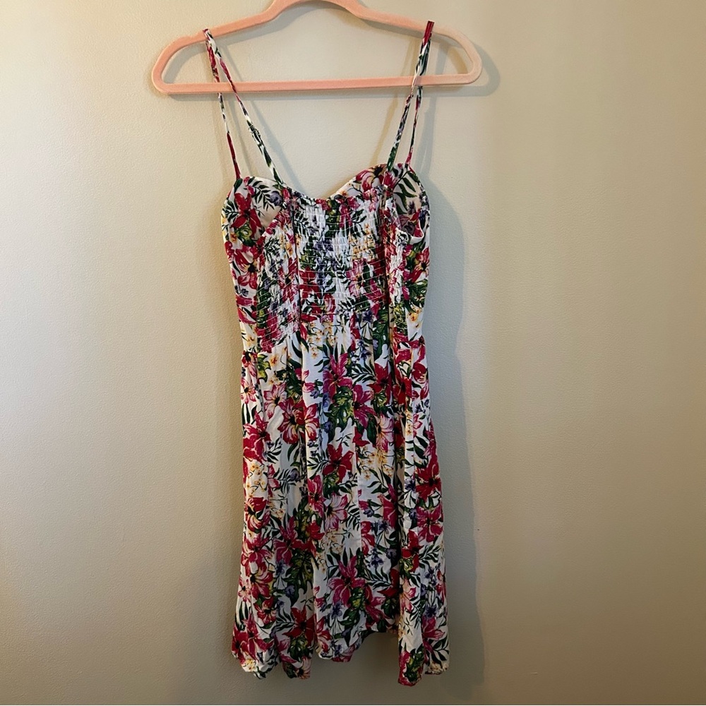 Nwt Floral Mini Dress, Spaghetti Adjustable Strap, Padded, Size Medium — image 3 of 7